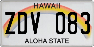 HI license plate ZDV083