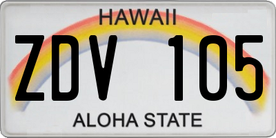 HI license plate ZDV105