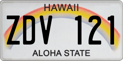 HI license plate ZDV121