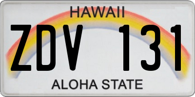 HI license plate ZDV131