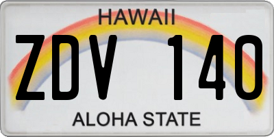 HI license plate ZDV140