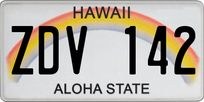 HI license plate ZDV142