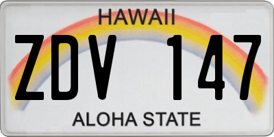 HI license plate ZDV147