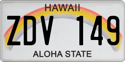 HI license plate ZDV149