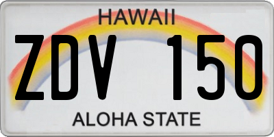 HI license plate ZDV150