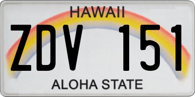 HI license plate ZDV151