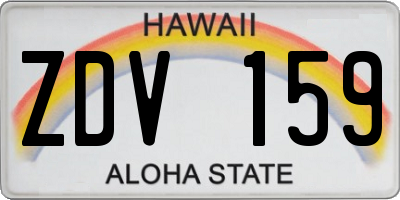 HI license plate ZDV159