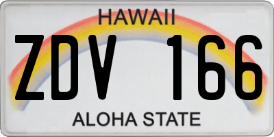 HI license plate ZDV166