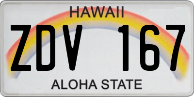 HI license plate ZDV167