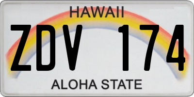 HI license plate ZDV174