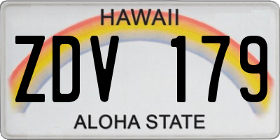 HI license plate ZDV179