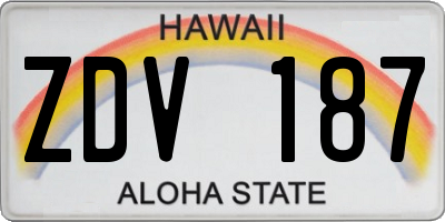 HI license plate ZDV187
