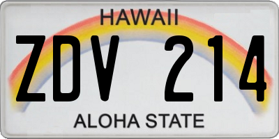 HI license plate ZDV214