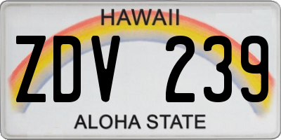 HI license plate ZDV239
