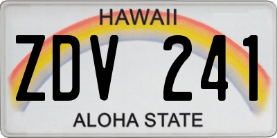 HI license plate ZDV241