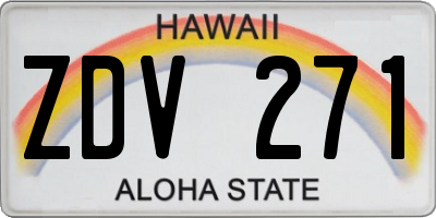 HI license plate ZDV271