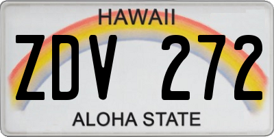HI license plate ZDV272