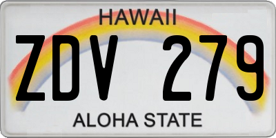 HI license plate ZDV279