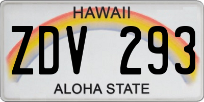 HI license plate ZDV293