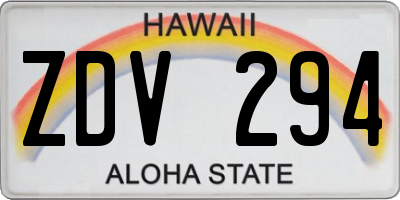 HI license plate ZDV294