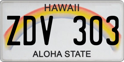 HI license plate ZDV303
