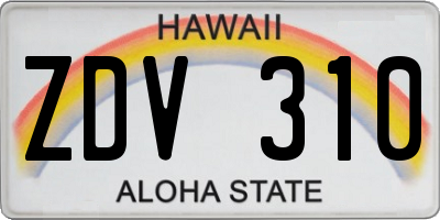 HI license plate ZDV310