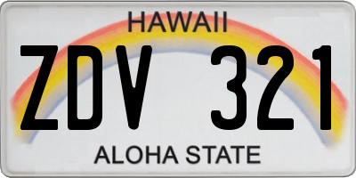 HI license plate ZDV321
