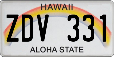 HI license plate ZDV331
