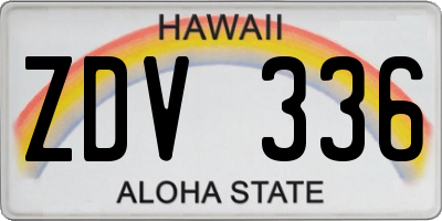 HI license plate ZDV336
