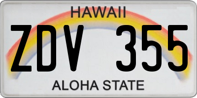 HI license plate ZDV355