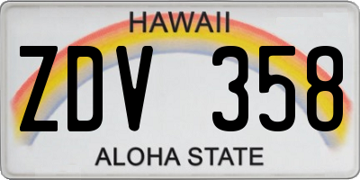 HI license plate ZDV358