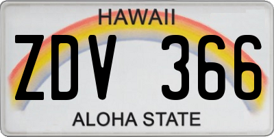 HI license plate ZDV366