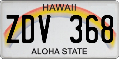 HI license plate ZDV368