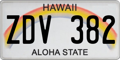 HI license plate ZDV382