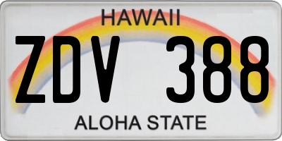HI license plate ZDV388