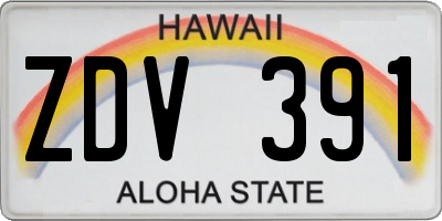 HI license plate ZDV391