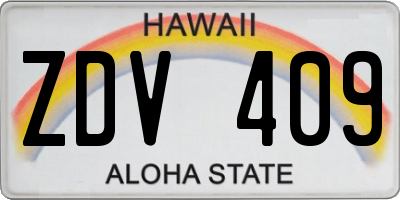 HI license plate ZDV409