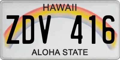 HI license plate ZDV416