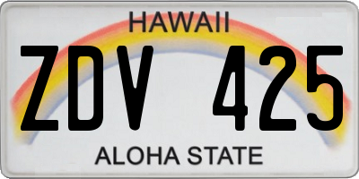 HI license plate ZDV425