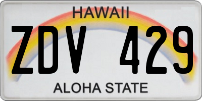 HI license plate ZDV429