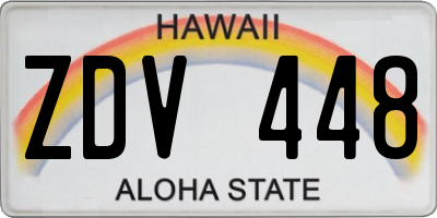 HI license plate ZDV448
