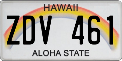 HI license plate ZDV461