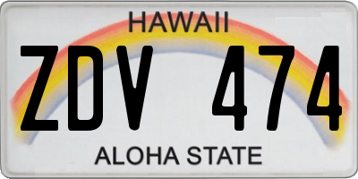 HI license plate ZDV474
