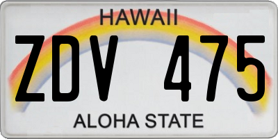 HI license plate ZDV475