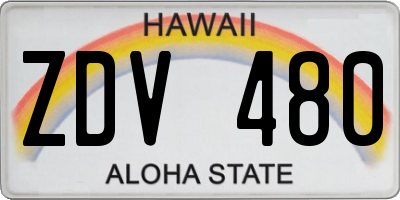 HI license plate ZDV480