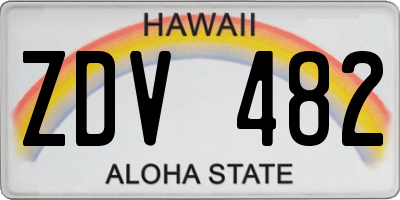 HI license plate ZDV482