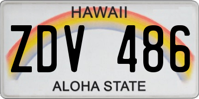 HI license plate ZDV486