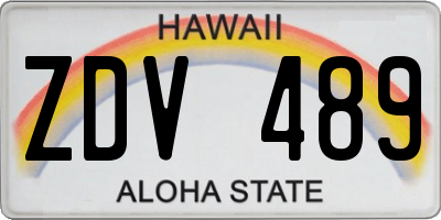 HI license plate ZDV489