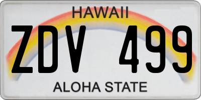 HI license plate ZDV499