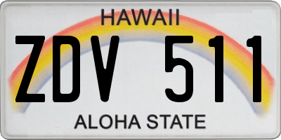HI license plate ZDV511